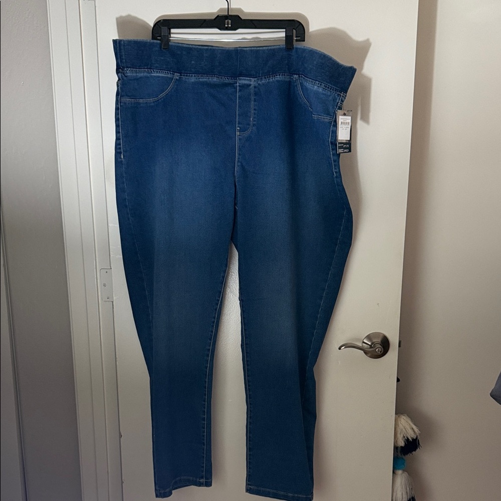 Avenue Butter Denim pull on TALL Blue Straight Leg Women's Jeans